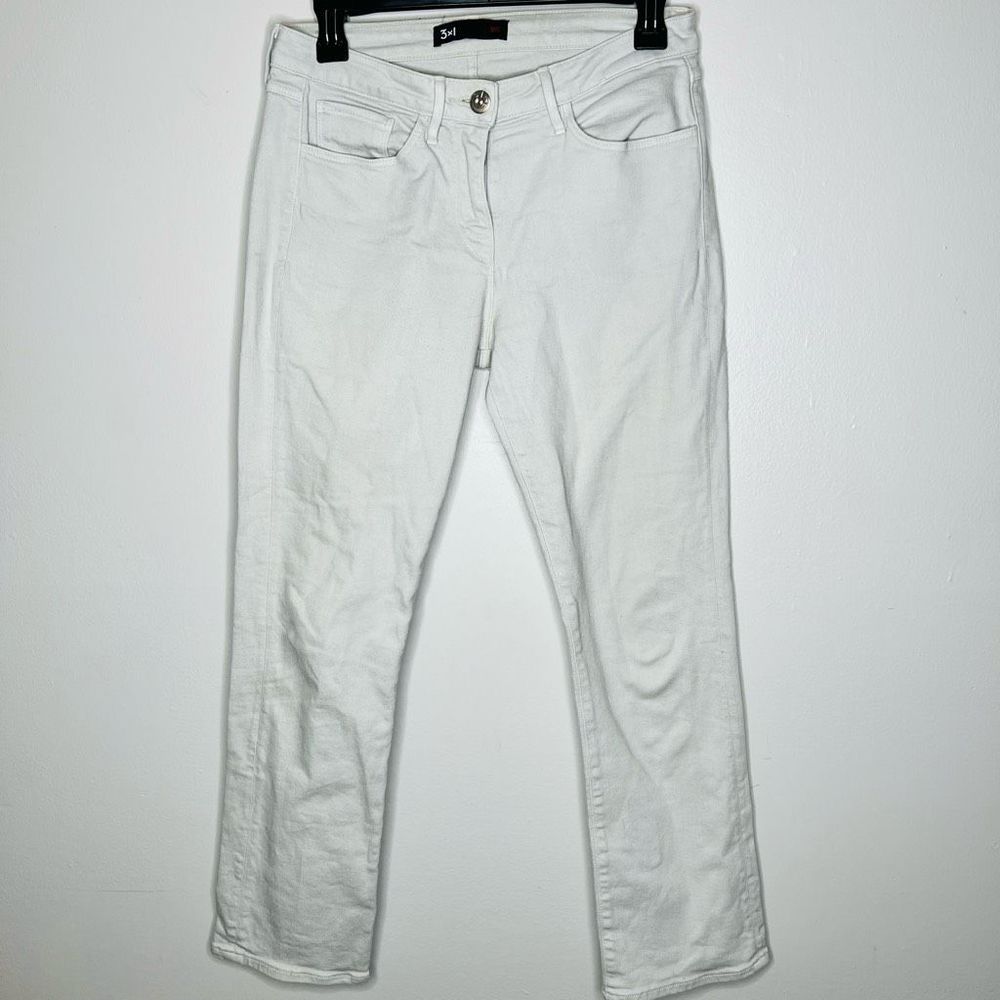 3x1 Jeans 26 Straight Leg High Rise Dune Beige Denim Crop Ankle Cotton Blend